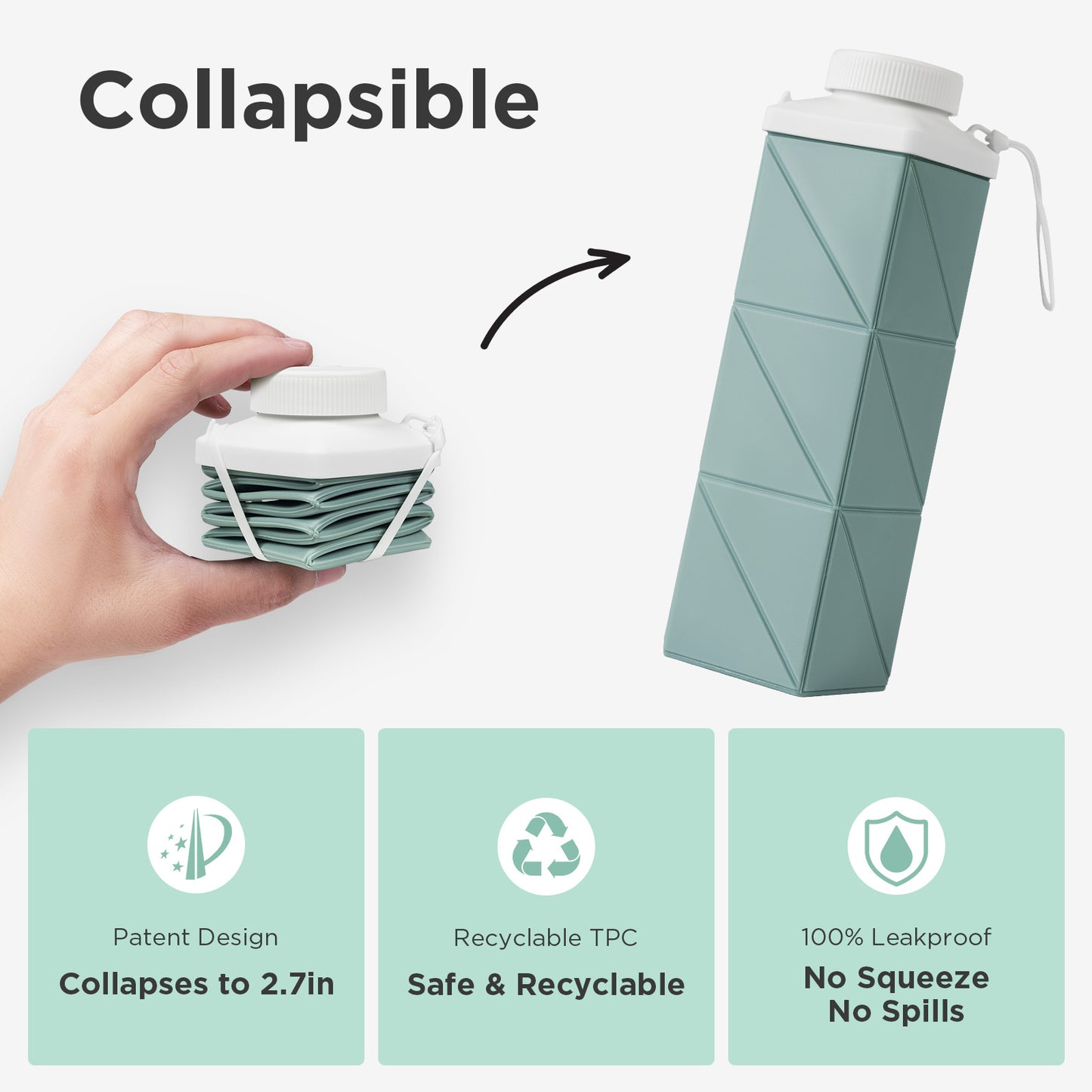 SH-18 Collapsible Water Bottle 720ml (24oz) – Ultra-Portable, Leak-Proof & Eco-Friendly