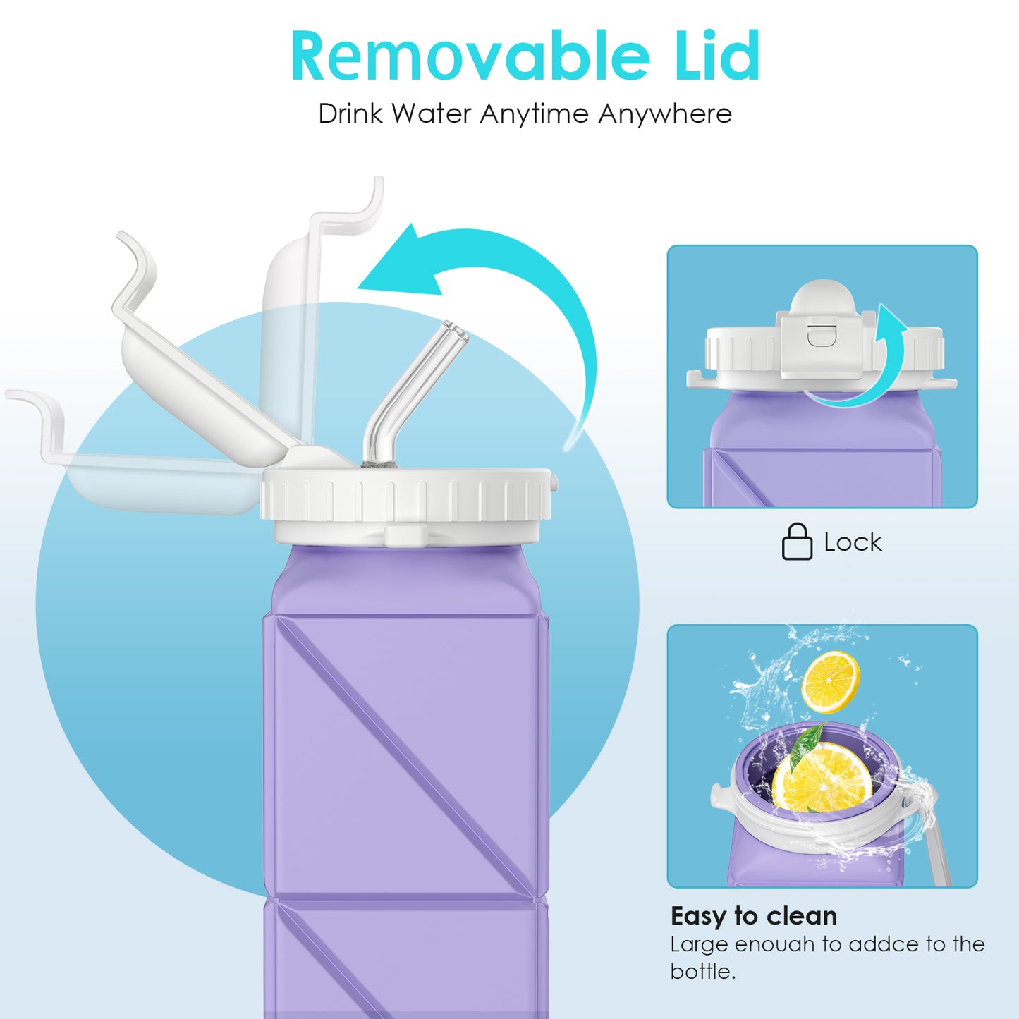 SH-15 1st Gen Square Foldable Water Bottle - Straw, Durable & Practical