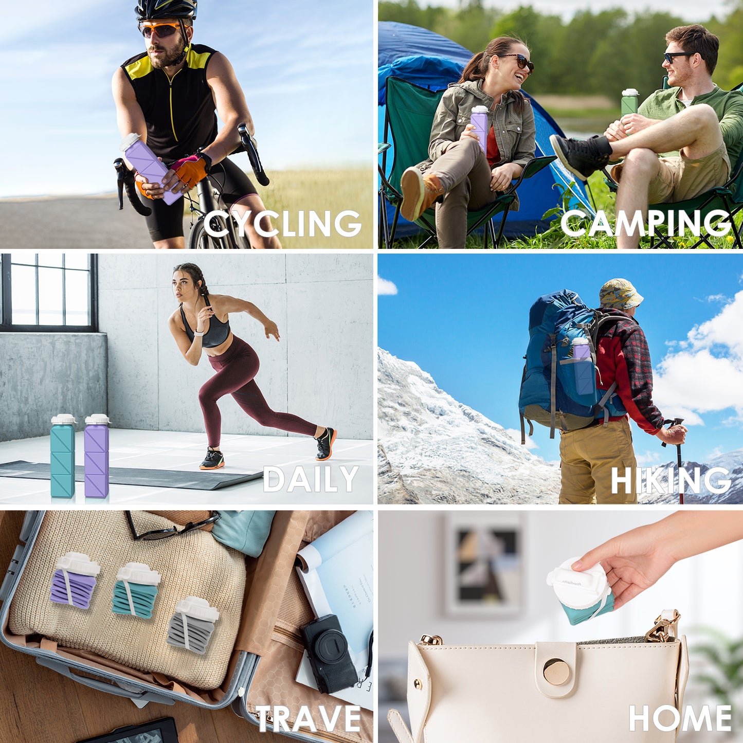 SH-15 1st Gen Square Foldable Water Bottle - Straw, Durable & Practical