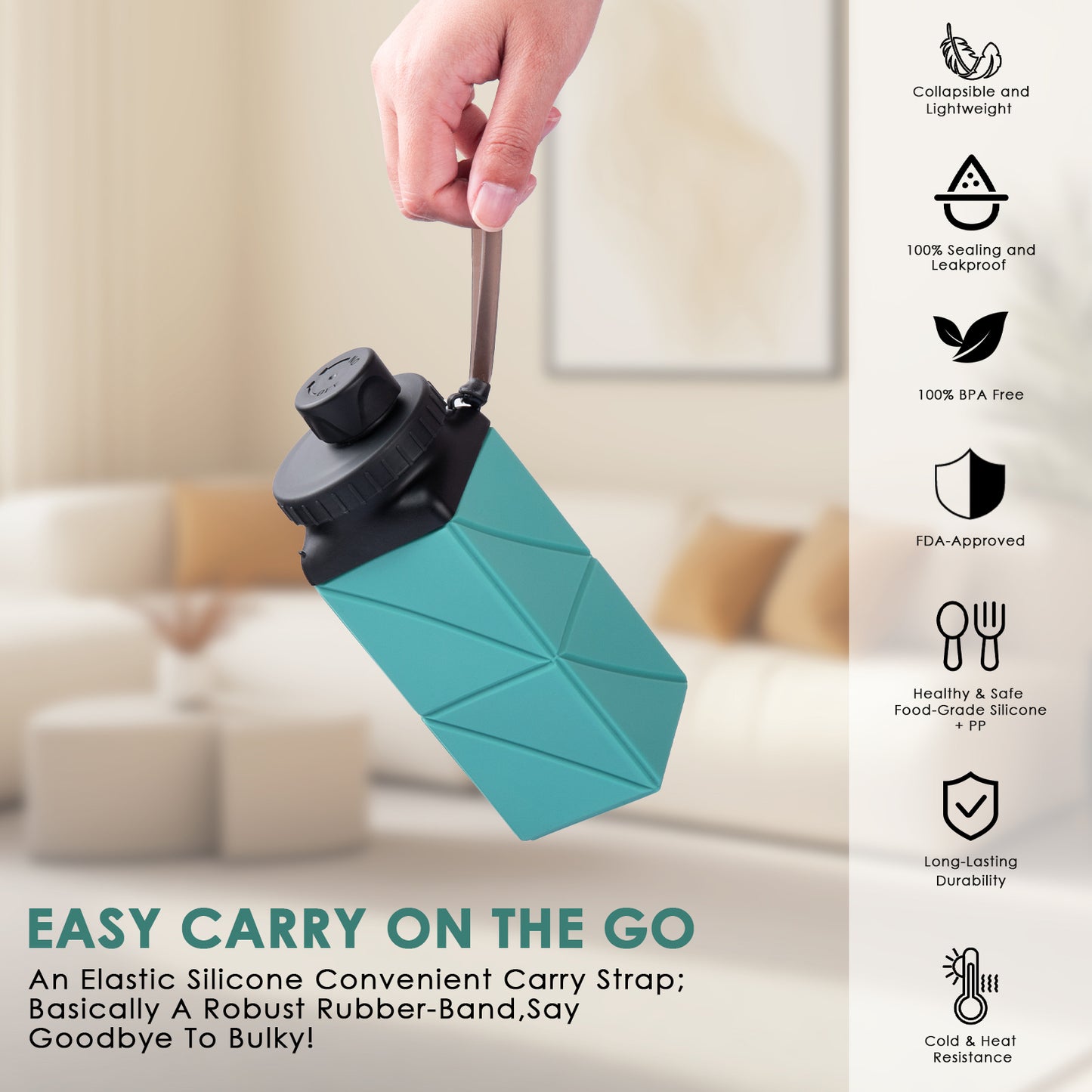 SH-20 420ML Square Collapsible Cup | Portable Silicone Design, Eco-Friendly & Durable