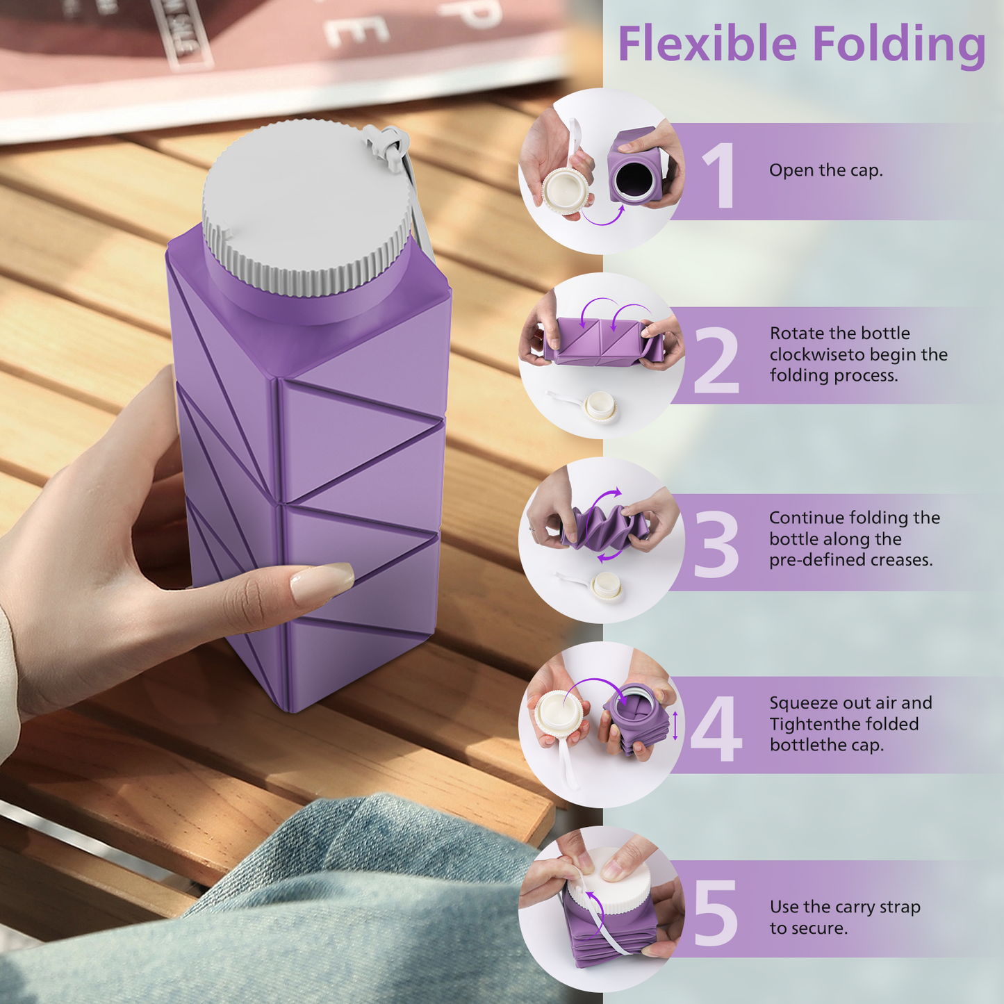 SH-21 610ML Square Collapsible Cup | Portable Silicone Design, Eco-Friendly & Durable
