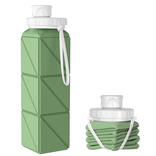 SH-15 1st Gen Square Foldable Water Bottle - Round Cap, Leakproof, Travel & Sports