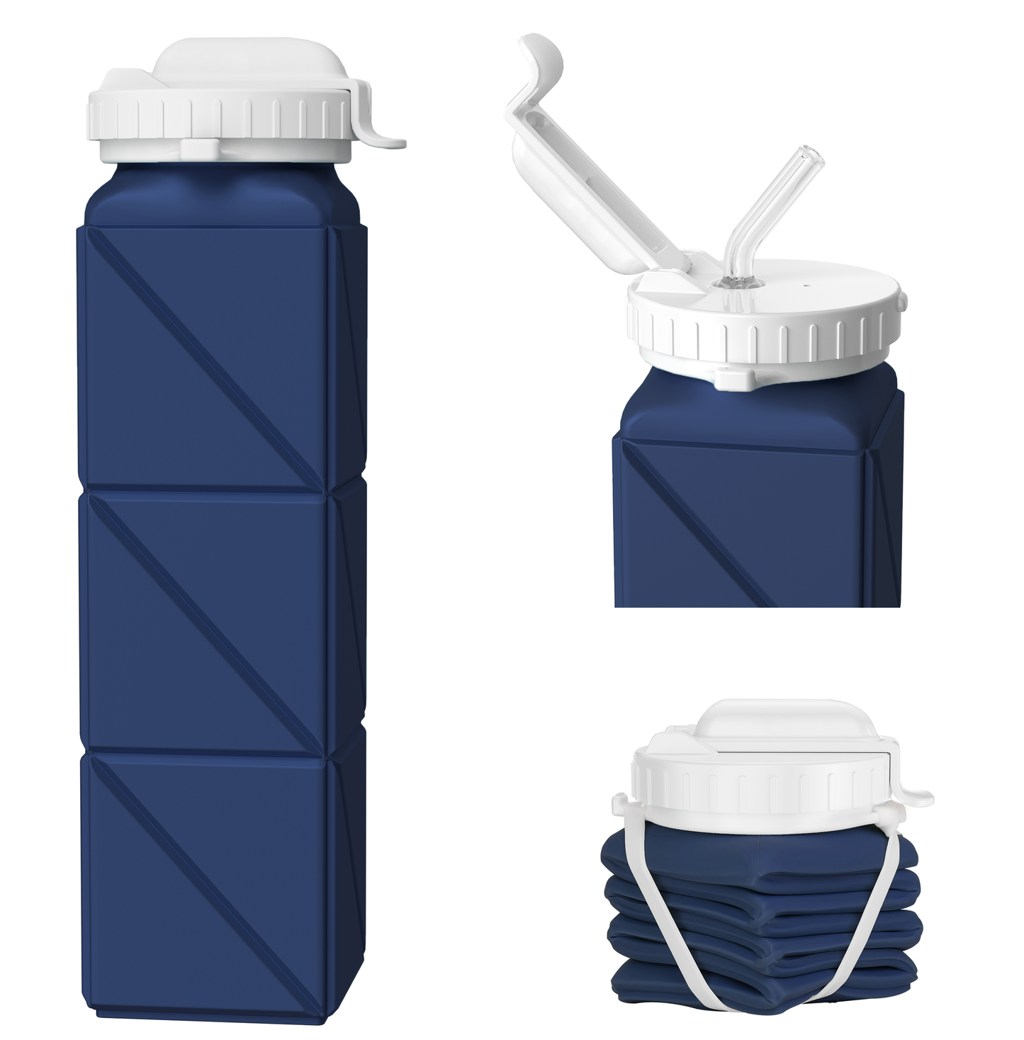 SH-15 1st Gen Square Foldable Water Bottle - Straw, Durable & Practical