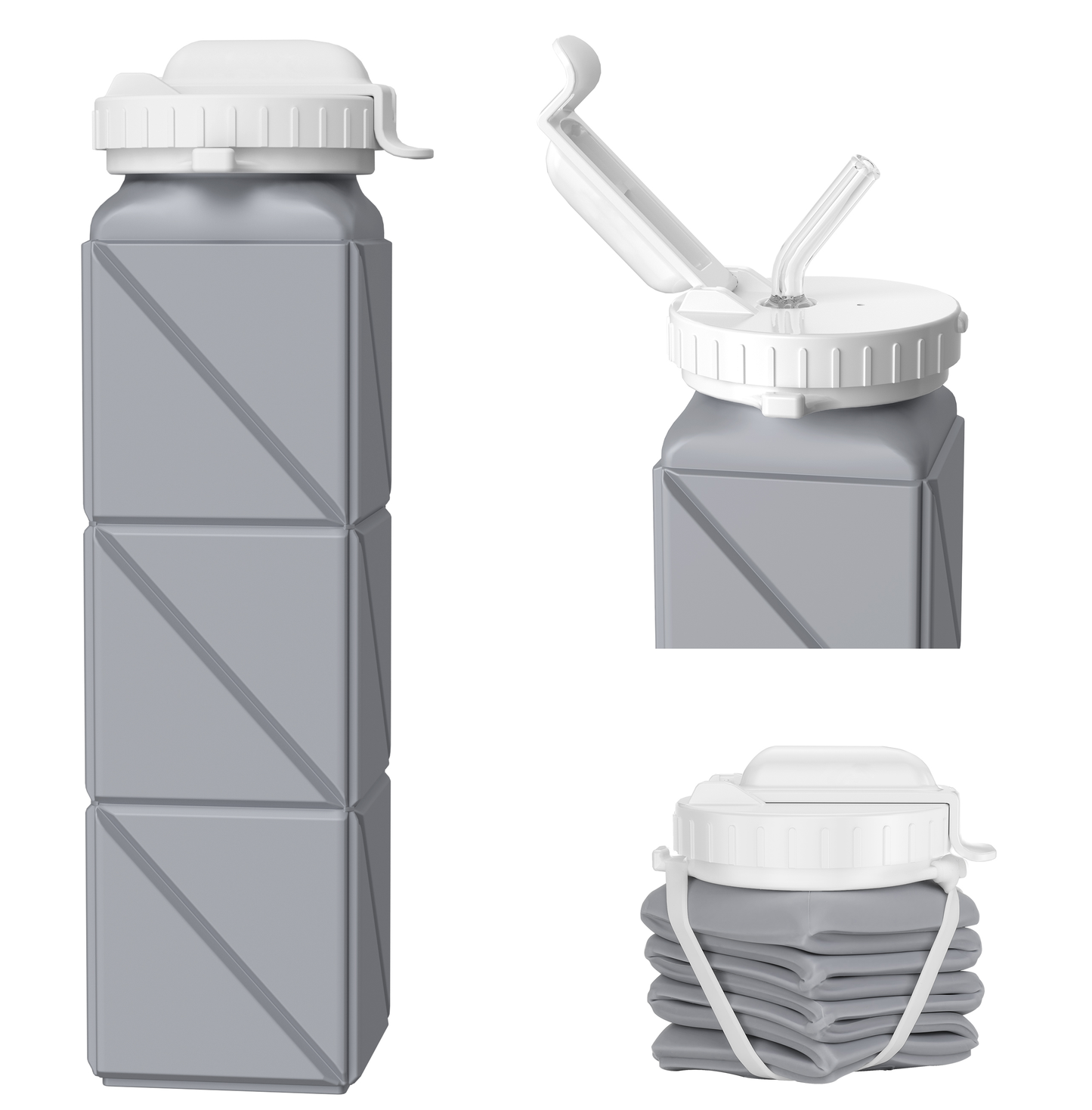 SH-15 1st Gen Square Foldable Water Bottle - Straw, Durable & Practical