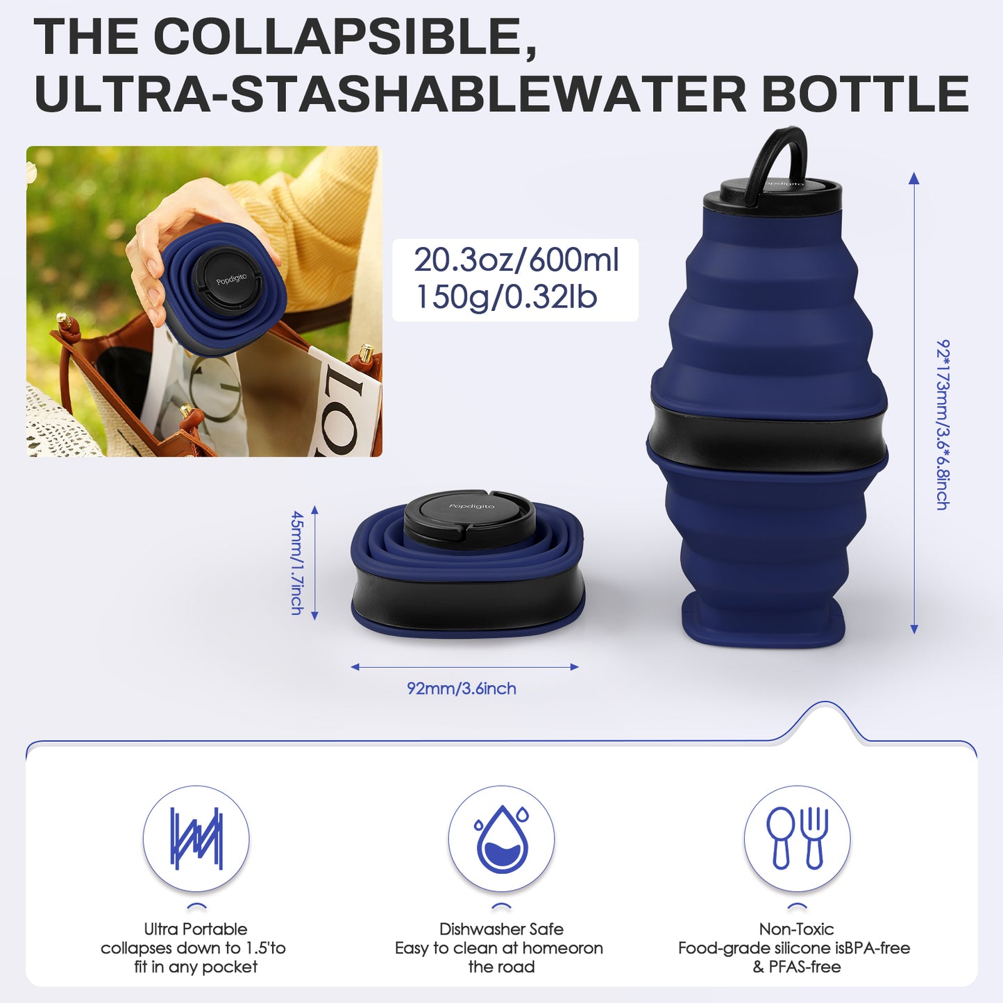 SH-23 Flat Water Bottle | 600ml Slim & Portable for Everyday Hydration