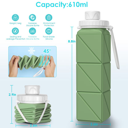 SH-15 1st Gen Square Foldable Water Bottle - Round Cap, Leakproof, Travel & Sports