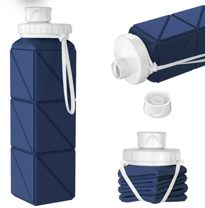 SH-15 1st Gen Square Foldable Water Bottle - Round Cap, Leakproof, Travel & Sports