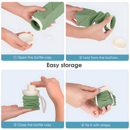 SH-15 1st Gen Square Foldable Water Bottle - Round Cap, Leakproof, Travel & Sports