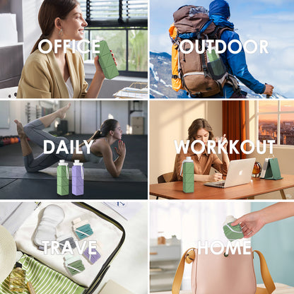 SH-15 1st Gen Square Foldable Water Bottle - Round Cap, Leakproof, Travel & Sports
