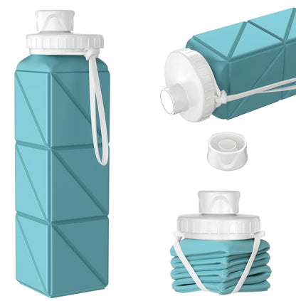 SH-15 1st Gen Square Foldable Water Bottle - Round Cap, Leakproof, Travel & Sports